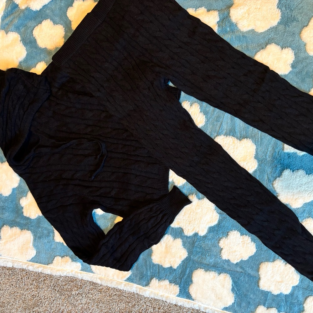 Black Knit Sweater and Pants Set